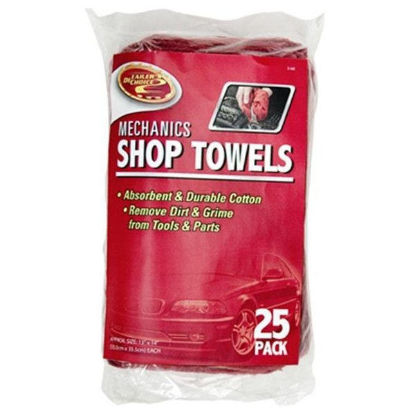 Clean Rite Inc Clean Rite 3-542 Red Cotton Shop Towel - 25 Pack 157604